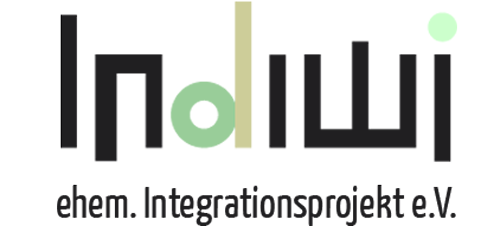 Logo des Indiwi als Wortbildmarke. Unten drunter steht ehem. Integrationsprojekt